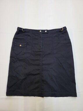 Nygård Collection Navy Utility Skirt Size 8 Knee Length Career Casual